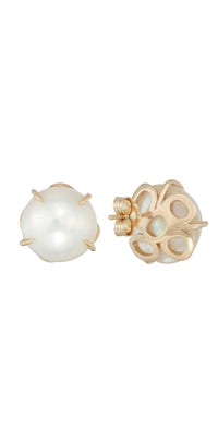 Mabe Pearl Earrings, Natural Pearl, Large Pearl Studs, June Birthstone